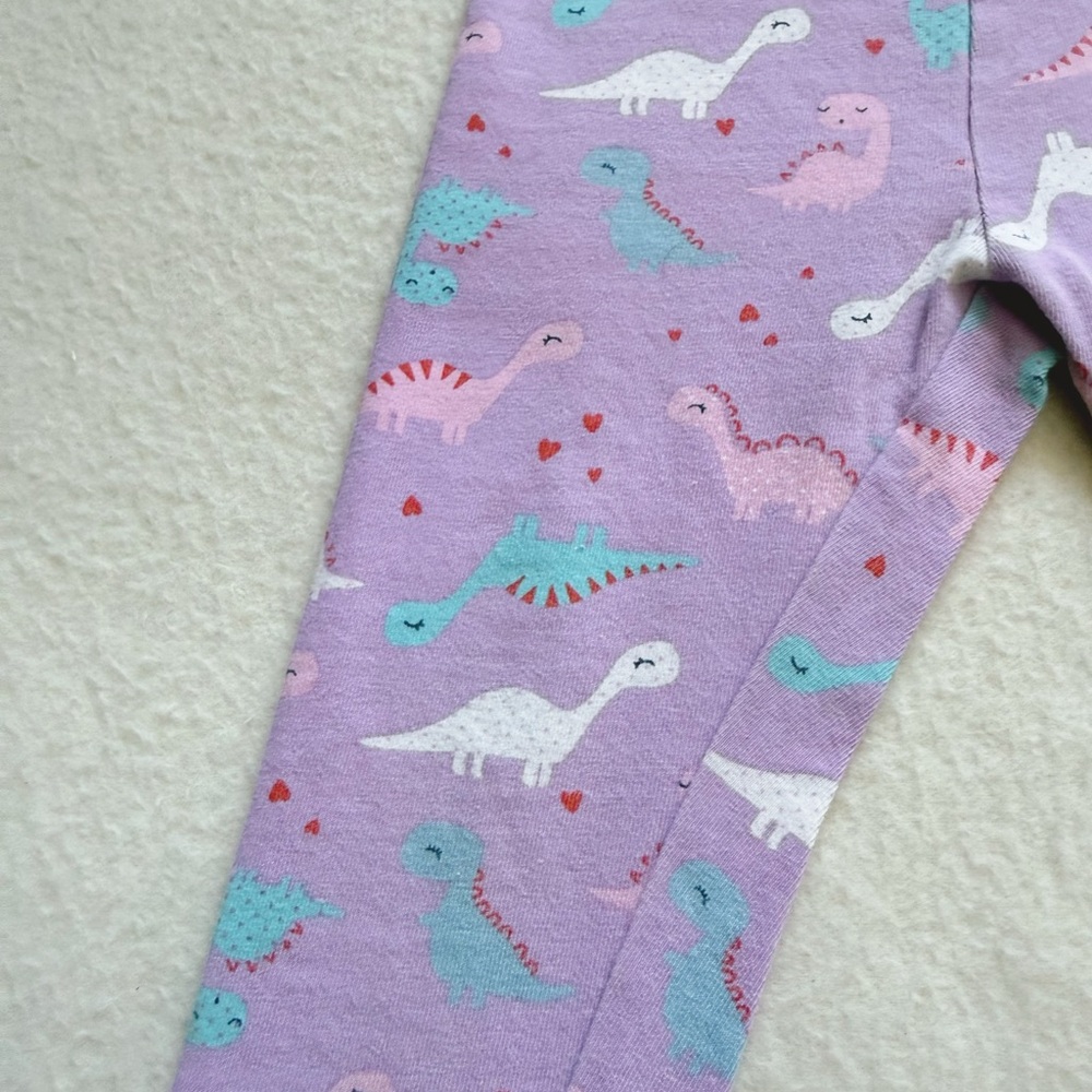 4/22 Mothercare Toddler Purple White Dinosaur Cotton Leggings Pants 12-18M 18M - Picture 5 of 16